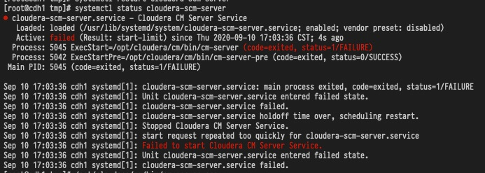 解决 CDH6 启动 cloudera-scm-server 失败问题